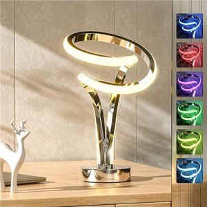 Modern Spiral RGB Table Lamp, Touch Dimmable LED Nightstand Lamp, 10 Light Modes
